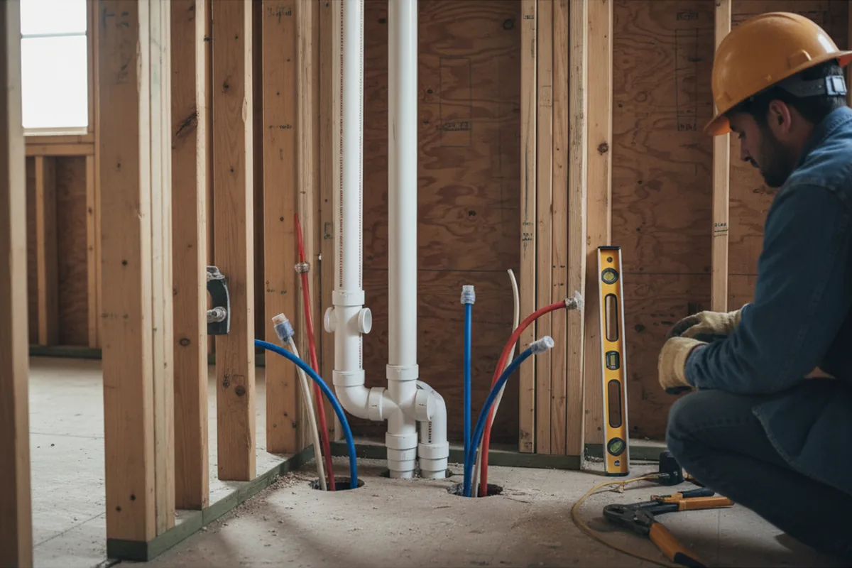 Drain and supply rough-in during Leak Detection in Centerburg